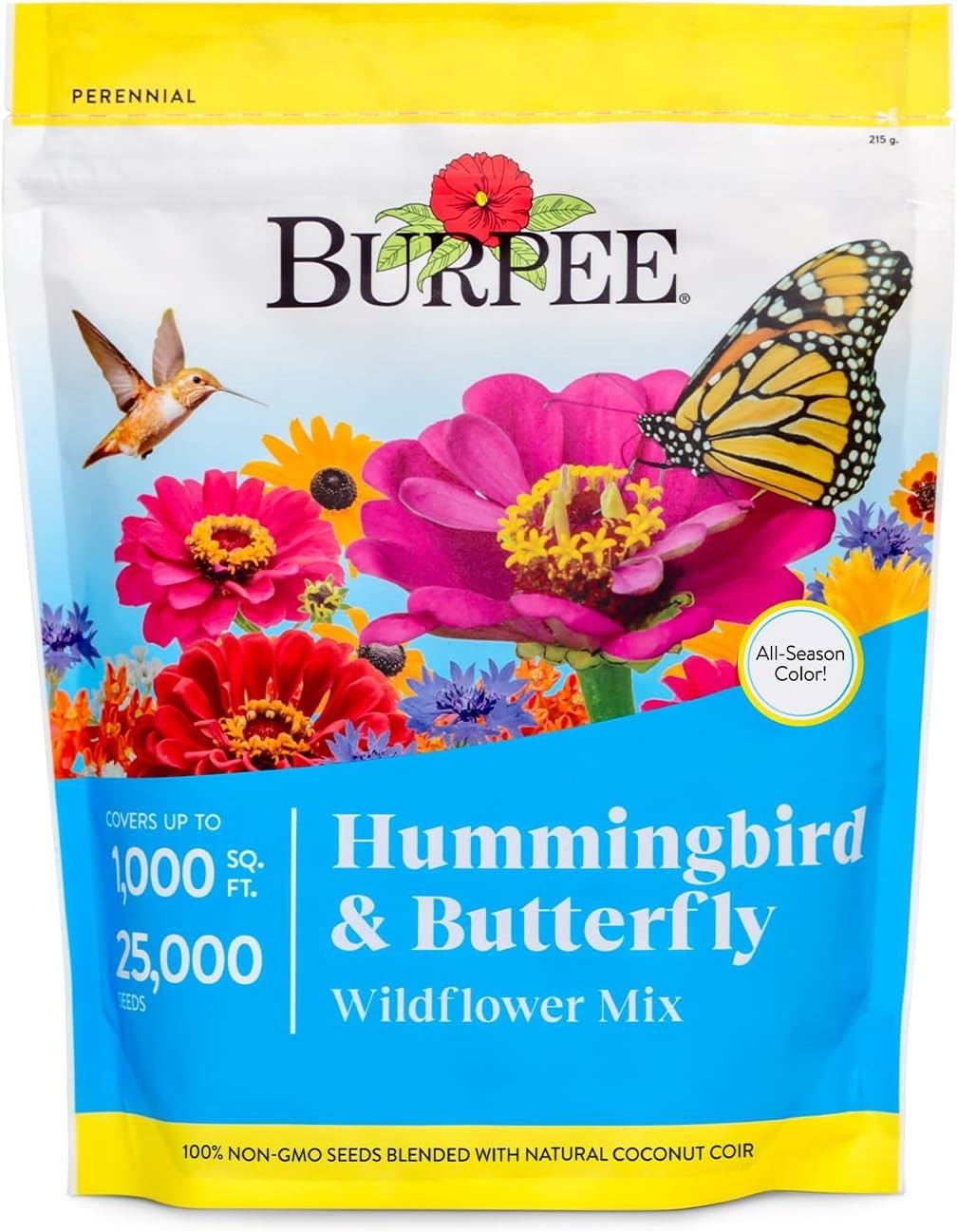Wildflower 25,000 Bulk, 1 Bag 18 Varieties of Non-GMO Flower Seeds for Hummin…
