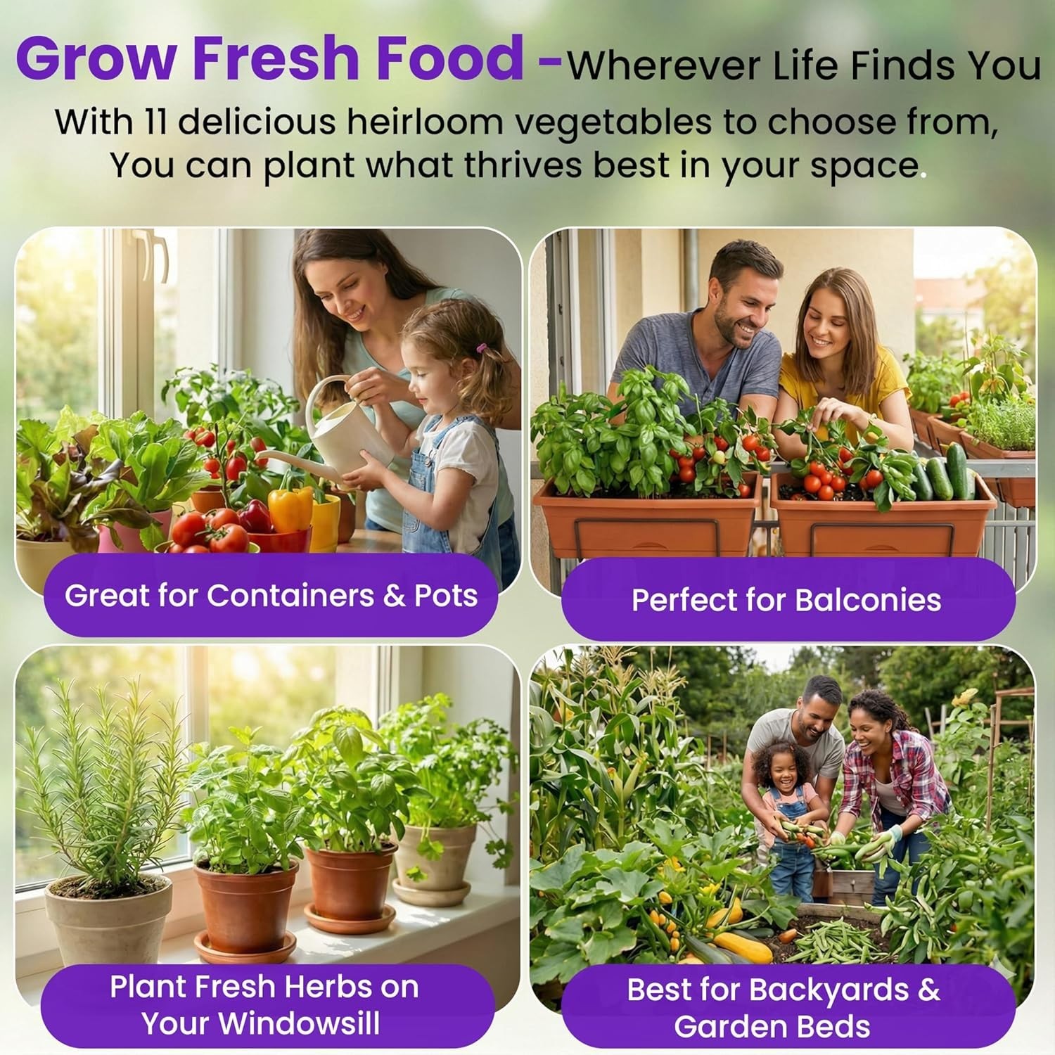 11 Heirloom Vegetable Seeds Variety Pack – 4800 Count Survival Garden Kit