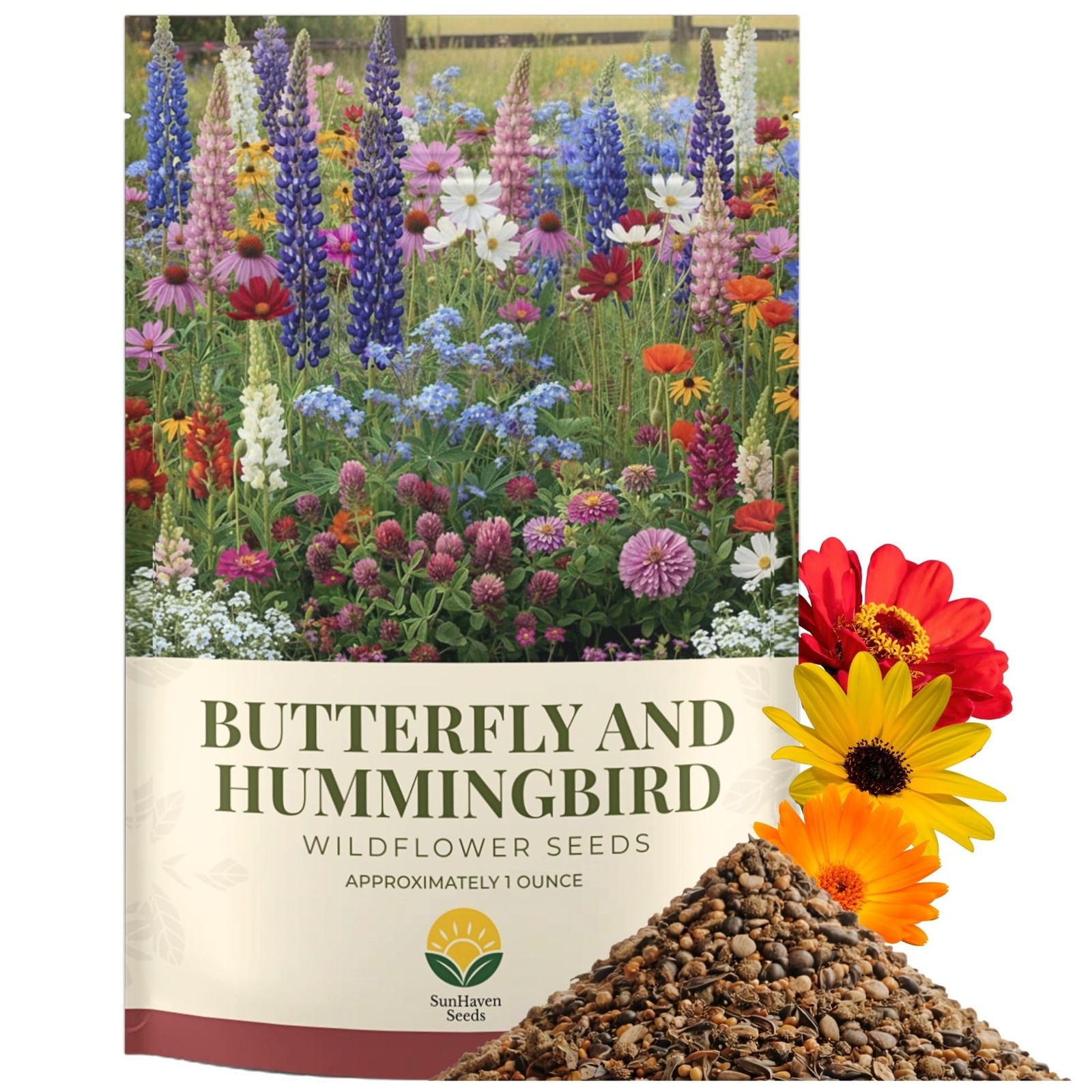 Butterfly and Hummingbird Wildflower Mix – 30,000+ Seeds – 1 oz Bulk Extra La…